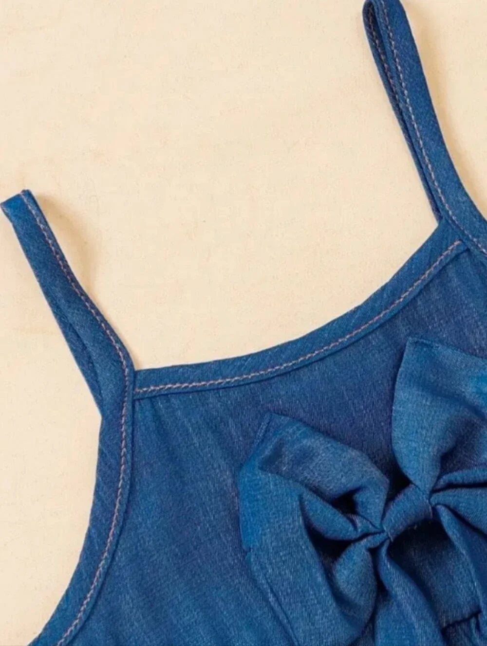Girls Blue Two-Piece Ruffle Tank and Wide-Leg Pants Set